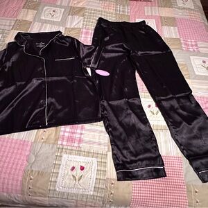 Ladies Size‎ S Spoiled Angel Black Satin Pajama Set Classic Intimates NEW